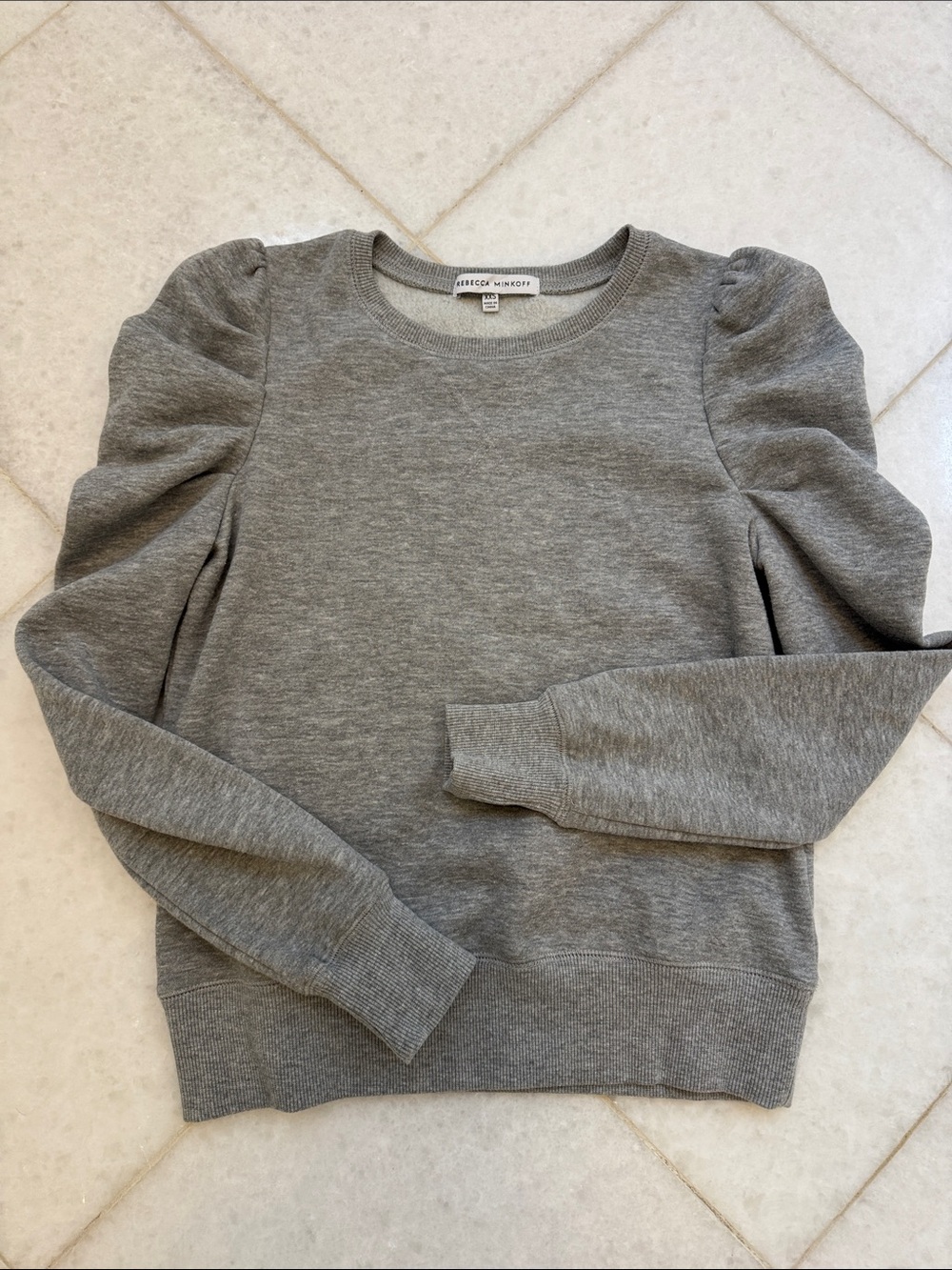Rebecca Minkoff Heather Gray Puff-Shoulder Sweatshirt